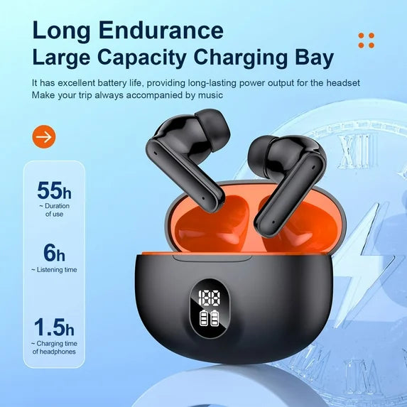 SoundX TWS Wireless Earbuds – Bluetooth 5.3 Stereo Headphones, LED Digital Screen