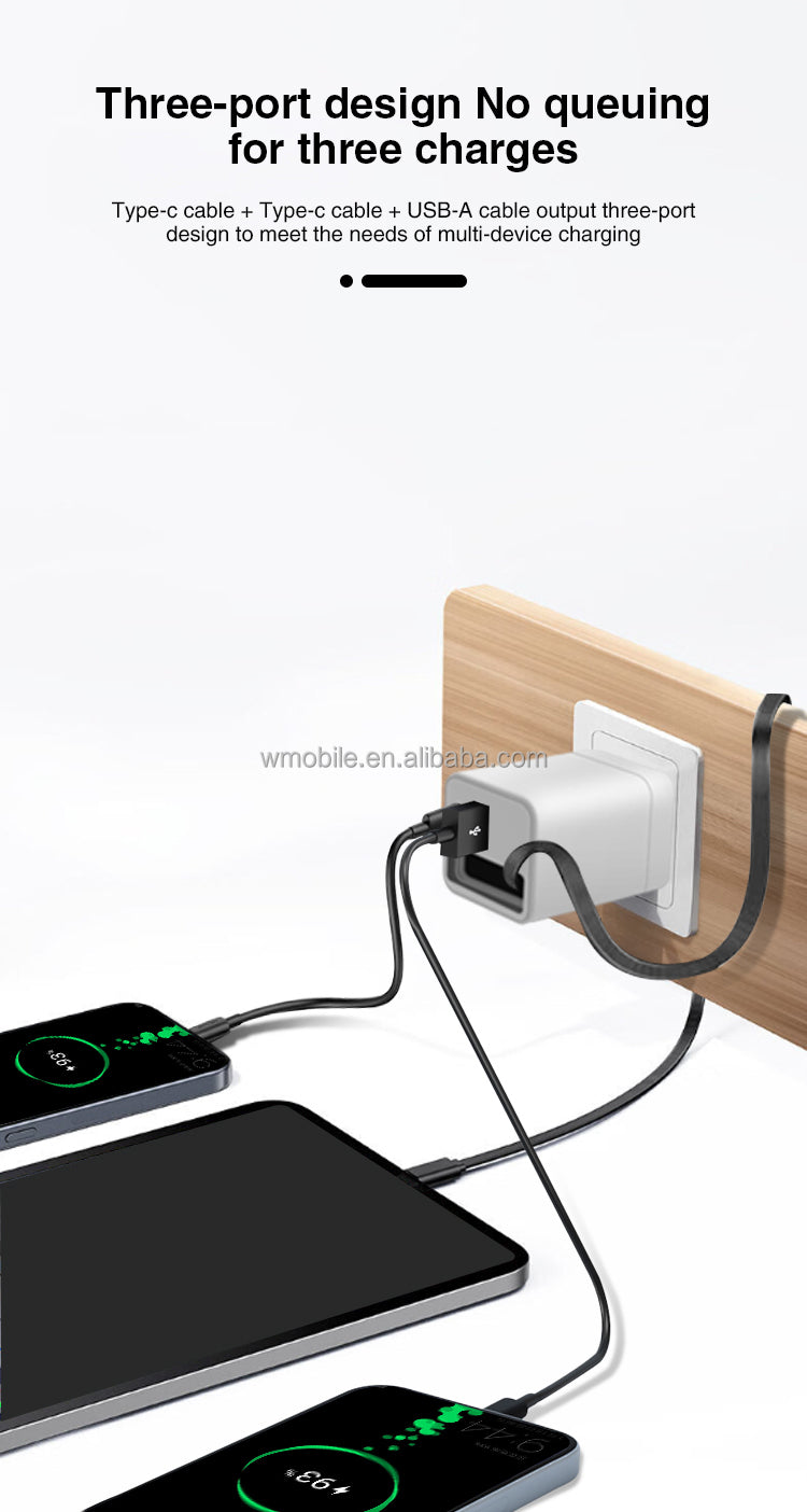 New 65W PD USB Type C 3-in-1 Retractable Charger Adapter Super Fast Charging 65W Expansion Cable Fast Charger