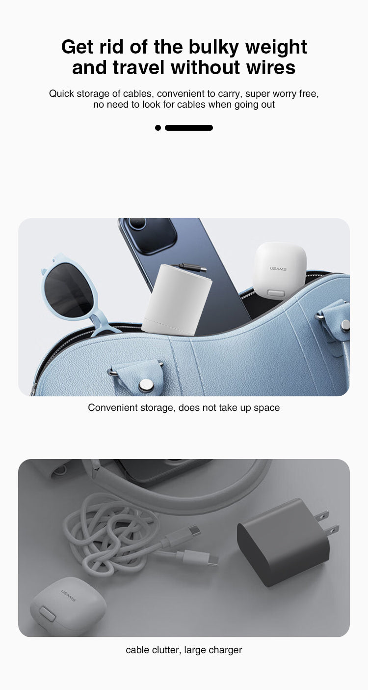 New 65W PD USB Type C 3-in-1 Retractable Charger Adapter Super Fast Charging 65W Expansion Cable Fast Charger