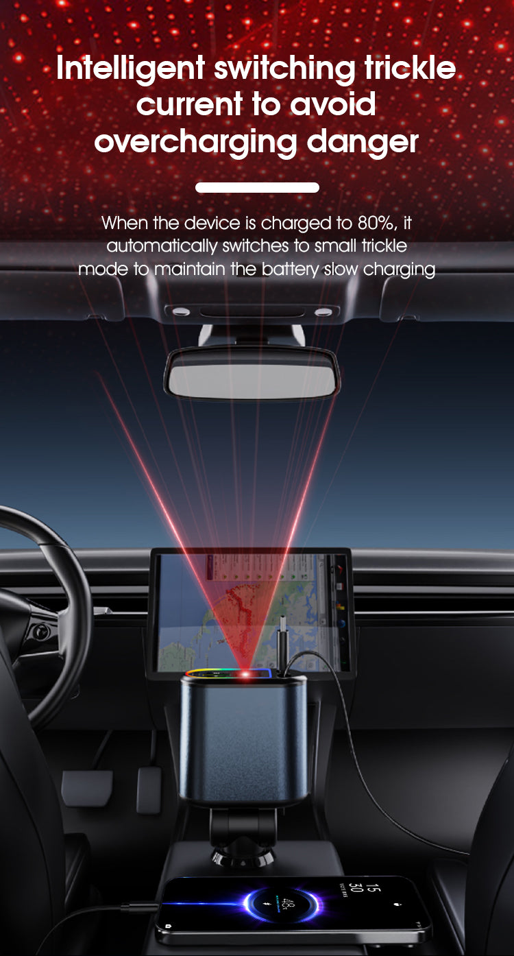 120W 4-in-1 Retractable Car Charger | USB-C & iPhone Fast Charging