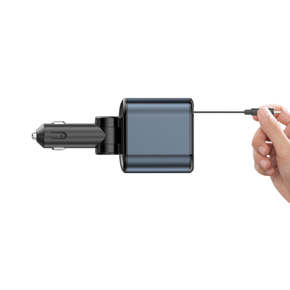 4 in 1 Retractable Car Charger 120W USB C Fast Charging Car Phone Charger with Cord Compatible with Android Charger