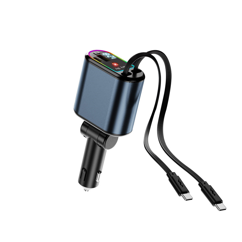 120W 4-in-1 Retractable Car Charger | USB-C & iPhone Fast Charging