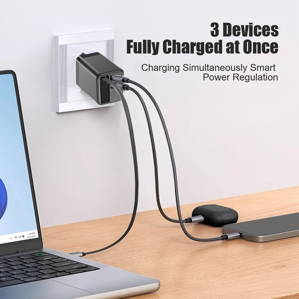 TurboCharge Pro™ GAN 65W PD 3-in-1 Retractable Type-C Fast Charger